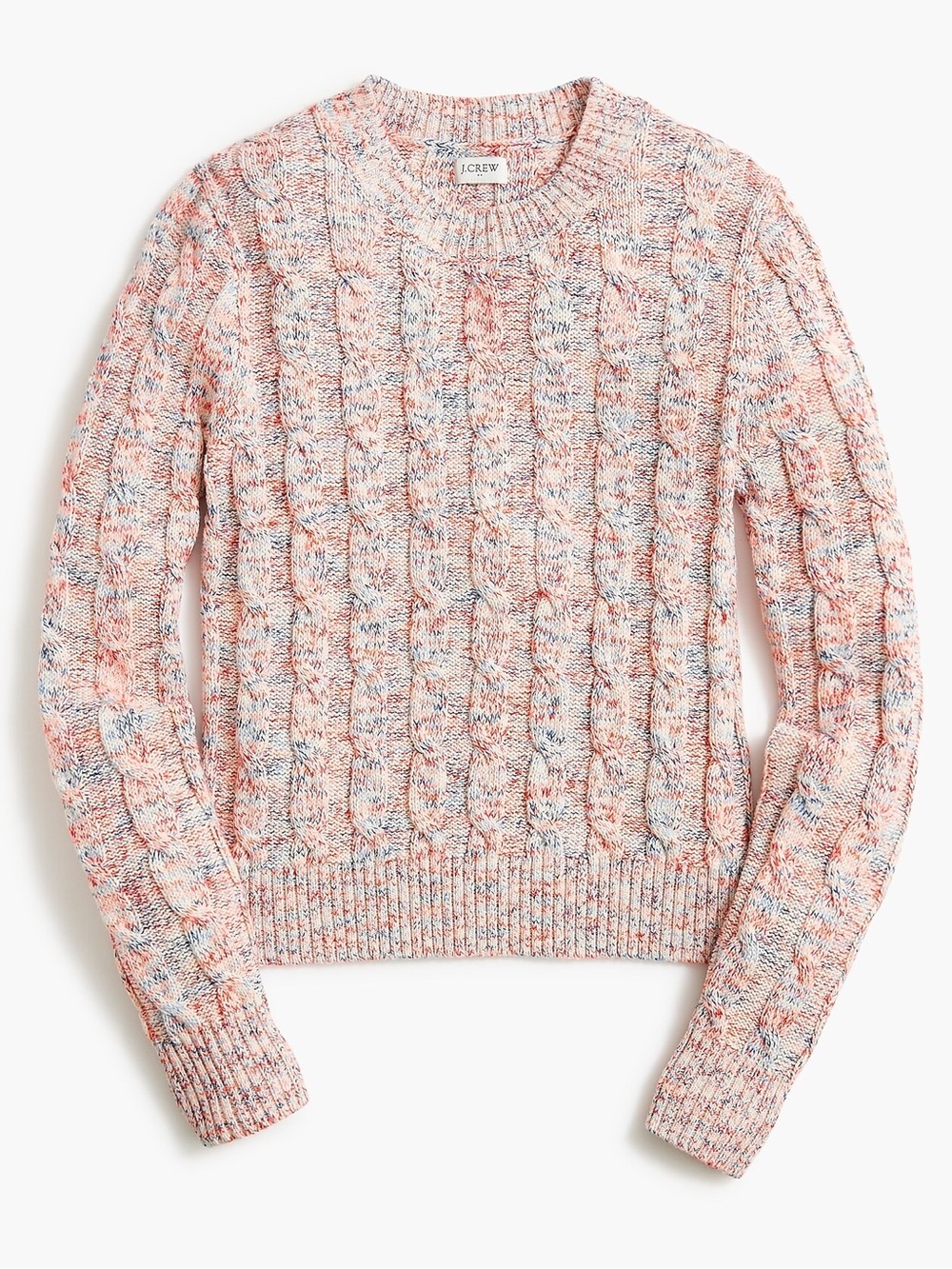 J. Crew Factory Cable-Knit Pullover Sweater in Marled Combo XL